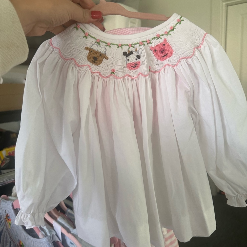 White Kids Top with Animal Embroidery